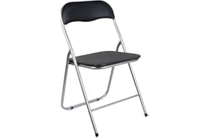 FERRETERIA LEPANTO Silla Plegable, Asiento Auxiliar Acolchado, Silla Ideal para Cocina, Comedor, Salón, Dormitorio - 44 x 45 x 80 cm (1, Negra)