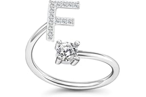 Bungsa BUCHSTABEN RING silber mit Kristallen - biegbarer Fingerring/Zehenring Toering für Damen, Kinder & Herren - A B C D E F G H I J K L M N O P R S T U V W Z