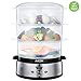 Produktbild Aicok Digitaler Dampfgarer mit LCD Timer, Aromaverstärker, 3-Etagen Stapelkörbe (9L, 800W, BPA frei, Edelstahl)