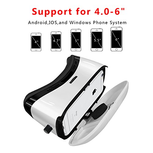 Tepoinn 3D VR occhiali di realtÃ  virtuale Auricolare per i film 3D e giochi Compatibili con 4.7 ~ 6.0 pollici Smartphone iPhone 5 / 5s / 6 / 6s, Samsung S5 / S6 edge, Note 5/4 (2016 Generation Versione aggiornata -Cartone realta virtuale 3D VR) â€¦