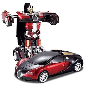 Tec Tavakkal Plastic Battery Operated Converting Car to Robot, Robot to Car Automatically,Robot Toy, with Light and Sound for Kids Indoor and Outdoor 3 Year, Pack of 1, Multicolor