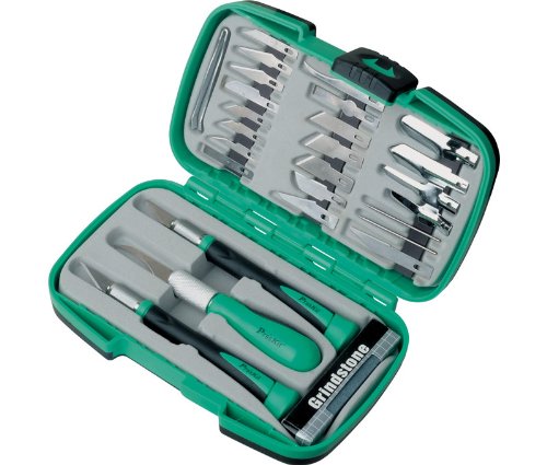 Proskit Koffer mit 25 Skalpellklingen und Wetzstein