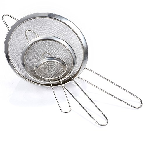 TechSmile Bicicletta colino setaccio per Farina Set 7/12/18 cm, in Acciaio Inox