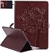 Produktbild ipad Pro 10,5 Hülle im Retro Wallet Design,Roreikes Leadertasche Premium Lederhülle Flip Case im Bookstyle Folio Ultra Schlank Superleicht Ständer Schutzhülle Cover Kartenfächer Magnetverschluss und Standfunktion Leder Schale Etui Handytasche Schutzhülle Katzen und Bäume Muster-Kaffee