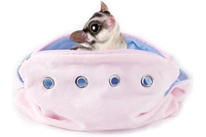 MEOW&WOOF Sugar Glider Bonding Pouch Carrier Bag Sling with Adjustable Strap for Gliders Ferret Rat Hedgehog Hamster Small Pets-Pink