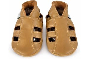 Dotty Fish Soft Sole Leather Baby Sandals - Barefoot, Non-Slip, Unisex | Soft leather, Breathable, Lightweight, Flexible, Ela