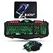 Produktbild BAKTH LED Hintergrundbeleuchtung Beleuchtete 7 Farben Helligkeit USB Wasserdicht Gaming Tastatur und Maus Set, QWERTZ DE Layout, Maus mit 2400 DPI + Langlebig Mauspad