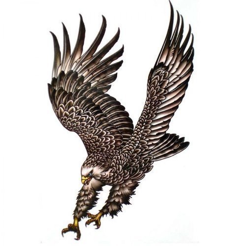 Mens Boys Large Black Eagle Temporary Tattoos - posted from London by Fat-Catz