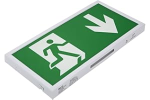 Biard 5W LED Green Slimline Emergency Exit Sign - Down/Left/Right Arrow - Maintained/Non-Maintained - Commercial Safety Lighting for Warehouses with 3 Hour Battery Backup