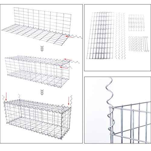 Songmics Gabione 100 x 30 x 30 cm für Stützmauern Gartenzaun Gabionenwand Mauer Säule verzinkt GGB133 - 4