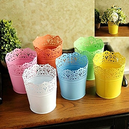 Da.Wa Schneiden Pflanze Vase Topf Stifthalter Veranstalter Schreibtisch Organizer Aufbewahrungskorb Blumentopf Make-up Bürstenhalter,Weiss,14x10x7cm,Set of 1 - 6