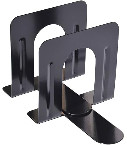 Serre-Livres Métalliques ALCO Noir 85x140x140mm - Lot De 2 | Pour Livres, DVD, Catalogues