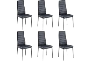 Stanew Pack de 6 Sillas de Comedor, Sillas de Comedor Modernas, Asiento Grueso Acolchado, Respaldo Juego Sillas de Cocina (Negro)