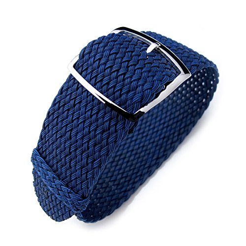 Uhrenarmband 22mm MiLTAT Perlon, geflochten Nylon dunkelblau, poliert Leiter Lock Schnalle Uhrenarmband 22mm MiLTAT Perlon, geflochten Nylon dunkelblau, poliert Leiter Lock Schnalle