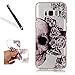 Produktbild Handyhülle für Galaxy S8,Silikon Hülle für Galaxy S8,Leeook Ultra Dünn Flexibel Transparent Silikon Bumper Schale Rückseite Handyhülle Schutzhülle Cool Kreative Schädel Blume Durchsichtige TPU Crystal Clear Case Backcover Tasche Etui für Samsung Galaxy S8 + 1 x Schwarze Eingabestift-Schädel Blume