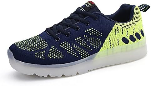 MT new summer big boy child knitted shoes breathable shoes shoes rechargeable LED lamp (42, green)
