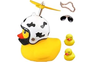ACEDOAMARE Duck Bike Bell, Cute Rubber Yellow Duck Bicycle Accessories with LED Light Propeller Helmet Squeeze Horns for Cycling Motorcycle Car Handlebar Bicycle