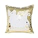 Produktbild Cloom Kissenbezug 40x40 Weihnachts Pailletten Kissenbezüge Gold Weihnachten Elch Drucken färben Sofa Bett Home Decor Fall Kissen Kissenbezug Kissen Fall Sofa-Car-Cover (F)