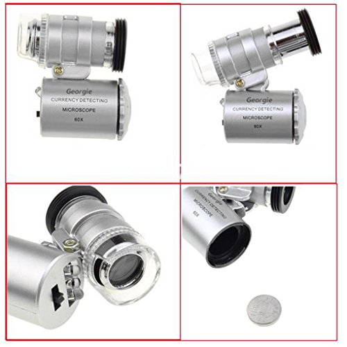 LY Neu Handlupe 60 Fach mini Mikroskop Vergrößerung Vergrößerungsglas Lupe mit Led Beleuchtung UV Licht - 8