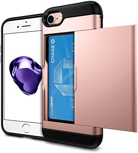 iPhone 8 Case, iPhone 7 Case with Card Holder, SKYEE 2 in 1 iPhone 7 Wallet Case Cover ShockProof Bumper Hybrid Rugged Armour Dual Layer PC + Soft Silicone TPU Protective Case for Apple iPhone 7 and iPhone 8 4.7" - Rose Gold