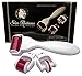 Skin Radiance - Professional 3 in 1 Derma Roller. Medical Grade and Clear User Instructions Included. 0.5mm Small Face Roller (eyes, nose, hard to reach areas), 1.0mm Face Roller & 1.5mm Body Roller. Use on wrinkles, stretch marks, acne, hair loss, scar removal, pitted skin and hyper-pigmentation.