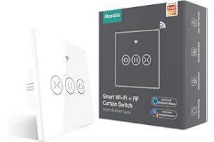 MoesGo RF433 Táctil Alexa Interruptor Persianas WiFi Inteligente, Para Cortinas Persianas Enrollables y Estores Electrico motor, Domotica Compatible con Smart Life Tuya, Alexa y Google Home