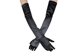 Ksnnrsng Gants Longs Élastiques de Femme pour Mariage Soirée Mariage Satin Accessoire de Robe Année 1920s Style gants charleston Classique pour Mariage Soirée Opéra Taille Élastique