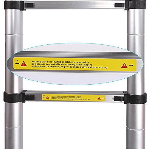 Befied 3.8m Stehleiter Mehrzweckleiter Klappleiter Teleskopleiter aus Alu mit Rutsch-Gummi Teleskop-Design Klappleiter Ausziehbar 6X6 Sprossen 150 kg Belastbar - 7