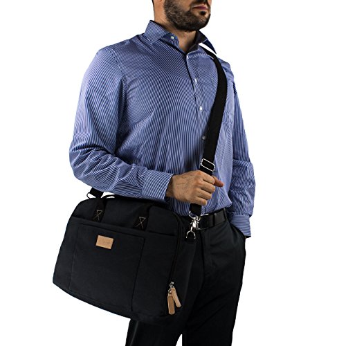 deleyCON Notebook-Tasche bis 15 6    Zoll  39 6cm  Laptop Notebook Netbook Macbook Tragetasche Schultertasche Schutztasche Leinengewebe Schwarz