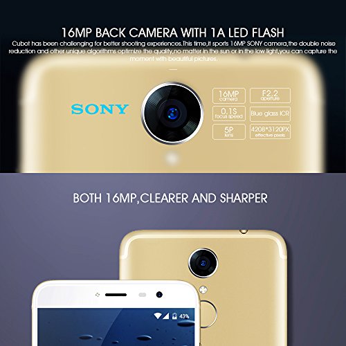 CUBOT Note Plus Smartphone 4G LTE Ohne Vertrag mit Fingerabdruck-Sensor, 5.2-Zoll-IPS-Bildschirm, Dual RÃ¼ckkamera, Dual SIM Standby, Android 7.0, 3GB RAM + 32 GB ROM, Bluetooth, GPS, WiFi(Golden)