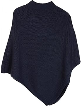 styleBREAKER Strick Poncho mit Strukturstrick und Rollkragen, abgesetzter Saum, Strickponcho, Grobstrick, Damen...