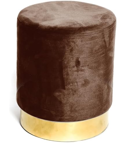 Pouf Contenitore Tondo In Velluto | Gambe In Legno | Colore Rosa | 37x37x40 Cm | Per Casa E Giardino - Foto 7