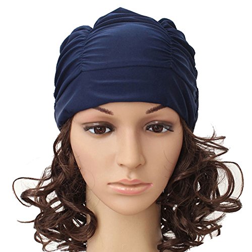 Fletion Unisex Damen Herren Badekappe,Bademütze,Badehaube Plissee Schwimmkappe für Lange Haare Heiße Quellen - 2