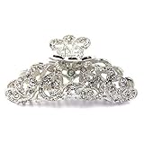 Bride Boutique Bridal Wedding Prom Silver & AB Crystal Vintage Style Large Hair Claw Clip Grip Clamp