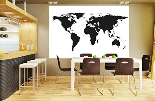 XXL Poster Weltkarte schwarz-weiß Wandbild Dekoration Landkarte Kontinente map of the world Globus Erde Welt Erdkunde| Wandposter Fotoposter Wanddeko Bild Wandgestaltung by GREAT ART (140 x 100 cm) - 6