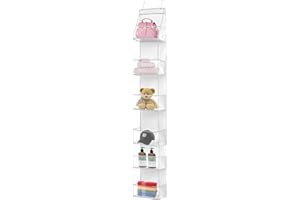 VirtuGro Organizer Armadio Organizer Borsa Donna Portaoggetti da Appendere con 6 Tasche e 2 Ganci Porta Borse da Armadio Pieghevole e Salvaspazio Bianco