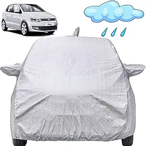 Autofact Waterproof Car Body Cover Compatible with Volkswagen Polo (2010 to 2021) with Mirror and Antenna Pockets (Shinning Silver)