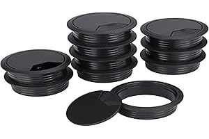 FT-SHOP Pasacables de Mesa Negro Cable de Escritorio de La Computadora de La Pc Circular de Plástico para Office Home Worktop 60mm 10 Piezas