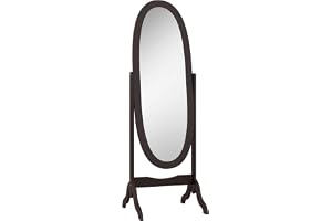 HOMCOM Miroir à Pied Ovale Shabby Chic 48L x 46l x 147H cm Café