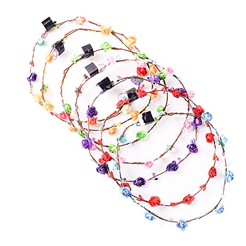 Preisvergleich Produktbild Uteruik LED-Stirnband, Blumenkranz, Blumenkranz, für Festivals, Hochzeit, Party, 5 Stück (zufällige Farbe)