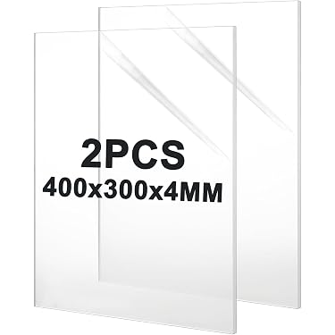 FRAMO Panel de vidrio acrílico de 19 x 37 cm, corte a medida, grosor de 3 mm, resistente a los rayos UV, cristal acrílico en ambos lados con película protectora