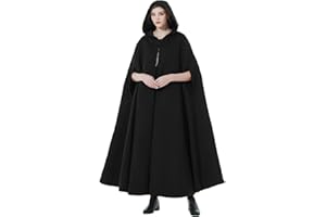 BEAUTELICATE Hooded Cape Cloak Long for Women Bride Winter Wedding Wool-Blend Poncho Medieval Halloween Christmas Cosplay Costume Black Red Green