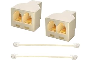 HAWAKA RJ11 Female to RJ11 Male Adapter for Ethernet Cable Extender Converter Adapter 2 Pack Telefono Adapter a 2 Vie, RJ11 6P4C Maschio a Converter Female con 5 Pollici Cable