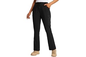 BALEAF Damskie spodnie trekkingowe Bootcut szybkoschnące, odporne na działanie wody, lekkie UPF 50+, z kieszeniami na wędrówki, kemping