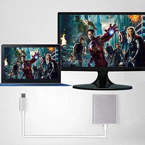 TUTUO Typ-C-VGA Aluminium-Legierung USB Typ C bis VGA Adapter, 1080P Auflösung für das neue Macbook, Pixel, Yoga 900, Lumia 950 und mehr ( Silber) - 7