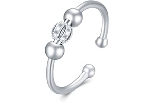 JFASHOP Anelli anti-ansia per le donne Anello regolabile in argento 925 Fidget Spinner Uomo Anelli aperti Ruota perline Anelli Gioielli anti-ansia per ragazze Donna Uomo