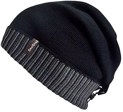 Slouch Waterproof Beanie Hat - Black, One Size/Sport Outdoor Camping Camp Hiking Hike Walking Walk Running Run Cycle Cycling Biking Bike Hill Trekking Trek Skiing Ski Man Adult Winter Warm