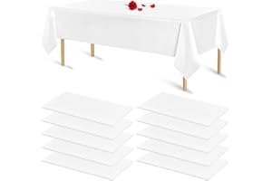 LUMAYCENS 10 Packungen weiße Tischdecke für rechteckige Tische Weiße Einweg-Tischdecken aus Kunststoff für Geburtstagsfeier, Hochzeit, Empfang, Brautduschen, Babypartys