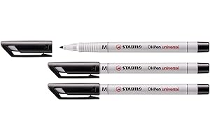 STABILO Lot de 3 Feutres pour Transaprent OHPen encre soluble Pte médium Noir