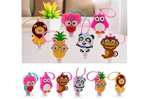 DISOK - Portachiavi con flacone gel 30 ml Animali (prezzo unitario). Contenitori Riempitivi Vuoti Bambini Da Portare per la Scuola, Sport, Tempo Libero.